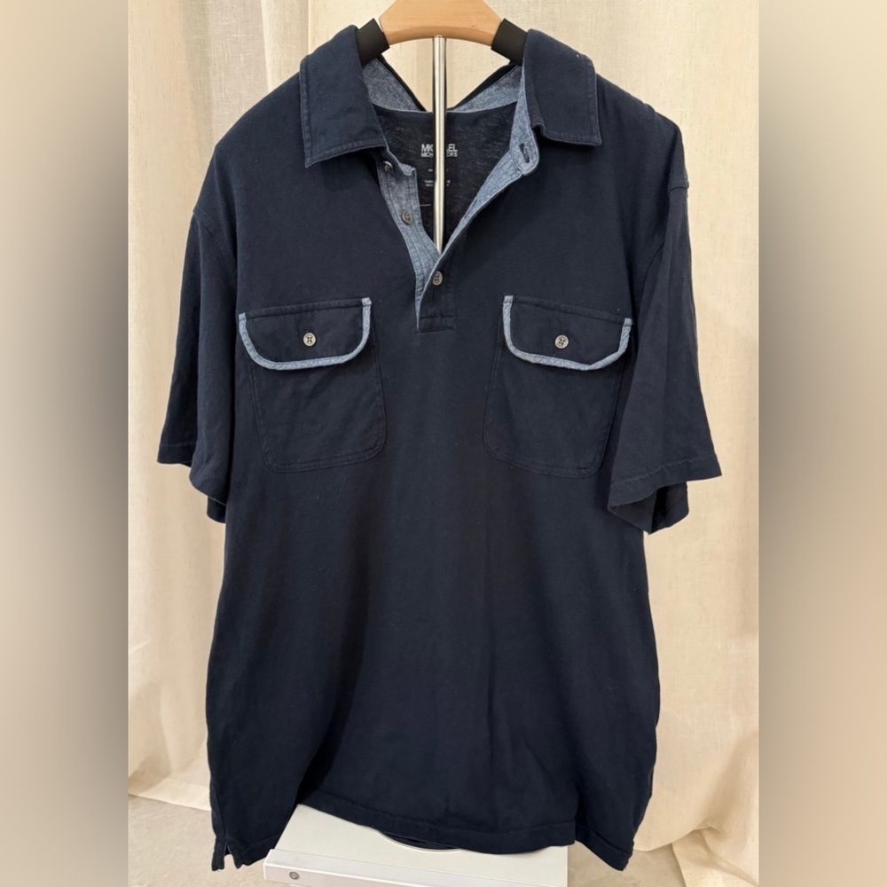 Michael Kors (MK) Men's Blue Two-Pocket Polo Shirt‎ - Size Large